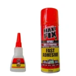 Maxifix Kit Colle Rapide MDF Adhésif Extra Puissant avec Spray Activateur - Multi-Usage Bois, Métal, Pierre, Cuir