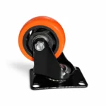 Roulette pivotante orange 75 mm avec platine de fixation