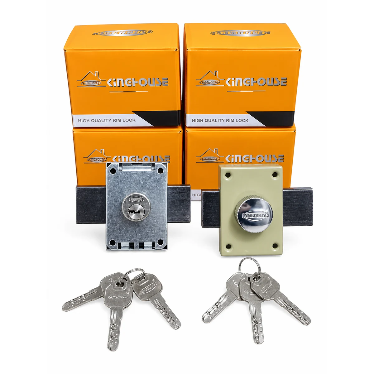 Serrure en applique pour porte avec cylindre, bouton intérieur et clés – KINGHOUSE-1 Serrure en applique pour porte avec cylindre, bouton intérieur et clés – KINGHOUSE – Image 1